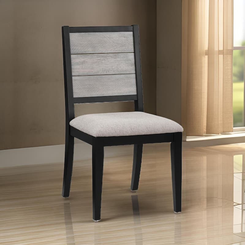 Black/Gray Fabric Upholstered Wood Frame Dining Chair, Set of 2, Sturdy Dining Chair for Dining Rooms - 21.75