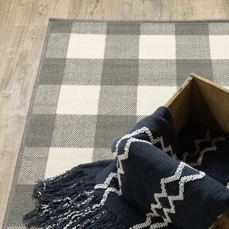 Style Haven Gingham Check Indoor/Outdoor Area Rug..