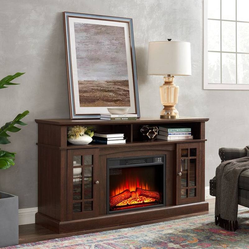 58.25 Inch Classic TV Stand with 23-Inch Fireplace Insert