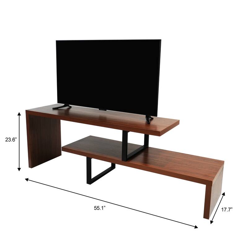 Orford Minimalist Modern MDF Wooden Shelves TV Console Entertainment Stand with Iron Legs Low Maintenance