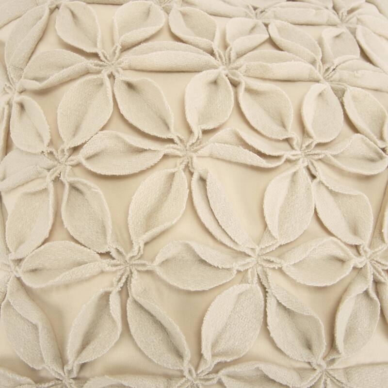 Rizzy Home Wool and Felt Floral Throw Pillow