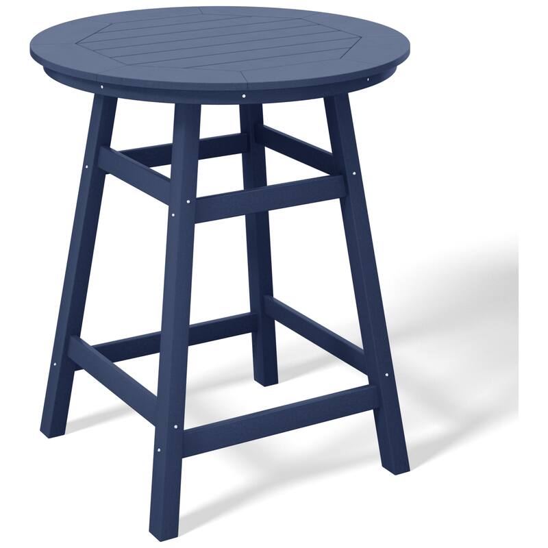 Laguna Hdpe All Weather Outdoor Patio 35" Round Counter Table - Navy Blue