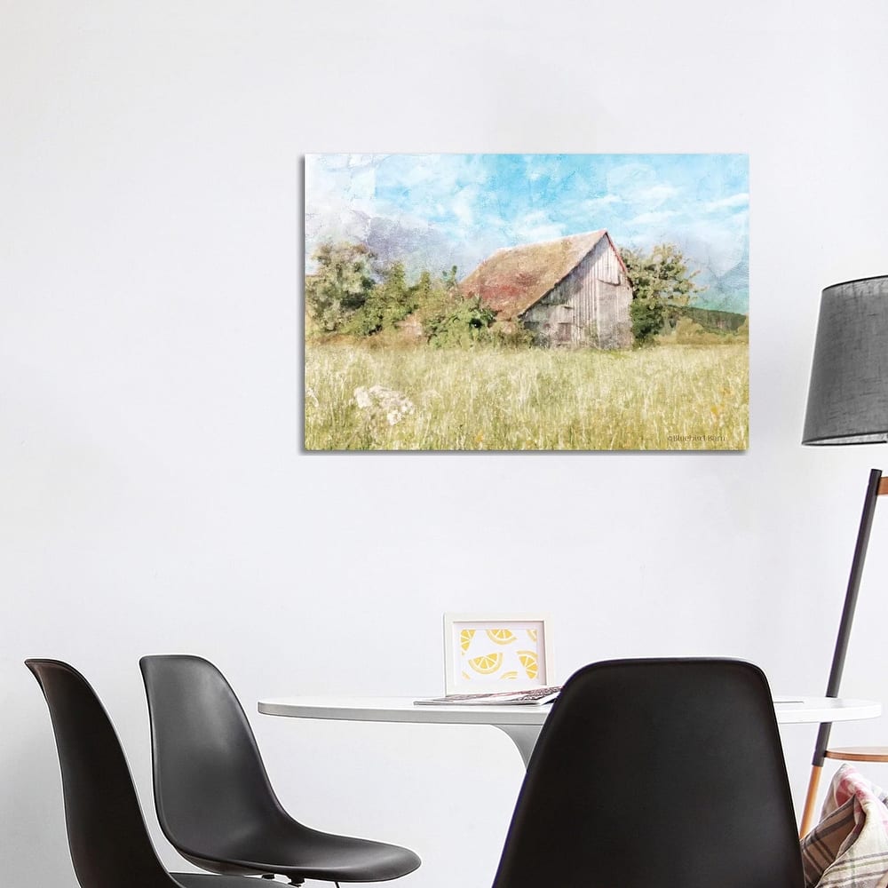 iCanvas "Spring Green Meadow by the Old Barn" by Bluebird Barn Canvas Print