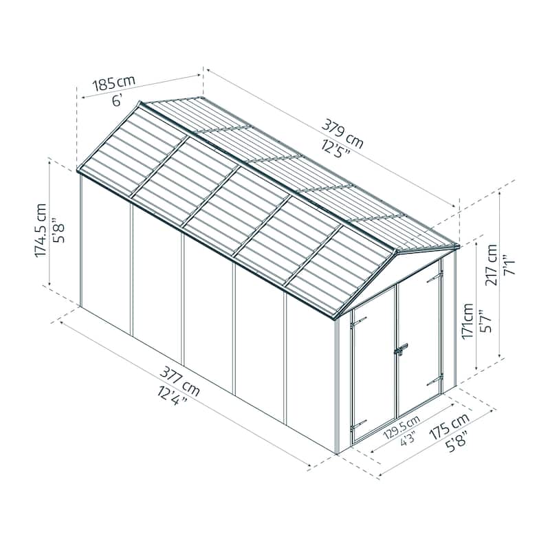 Rubicon Dark Gray Garden Storage Shed