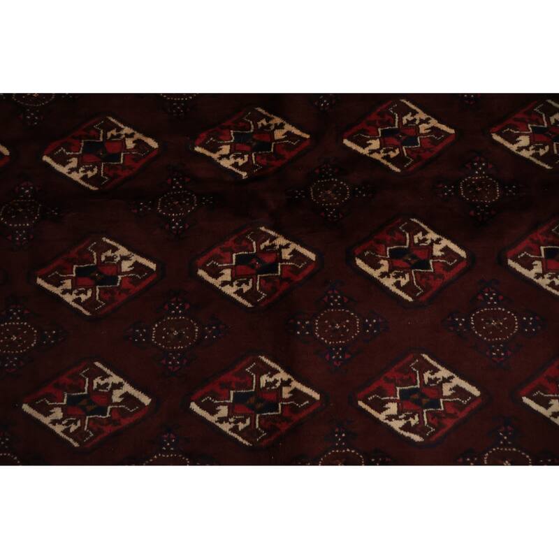 Hand Knotted Oriental 100% Wool Carpet Traditional All-Over Red Turkoman Area Rug - 11' 5'' X 7' 3''