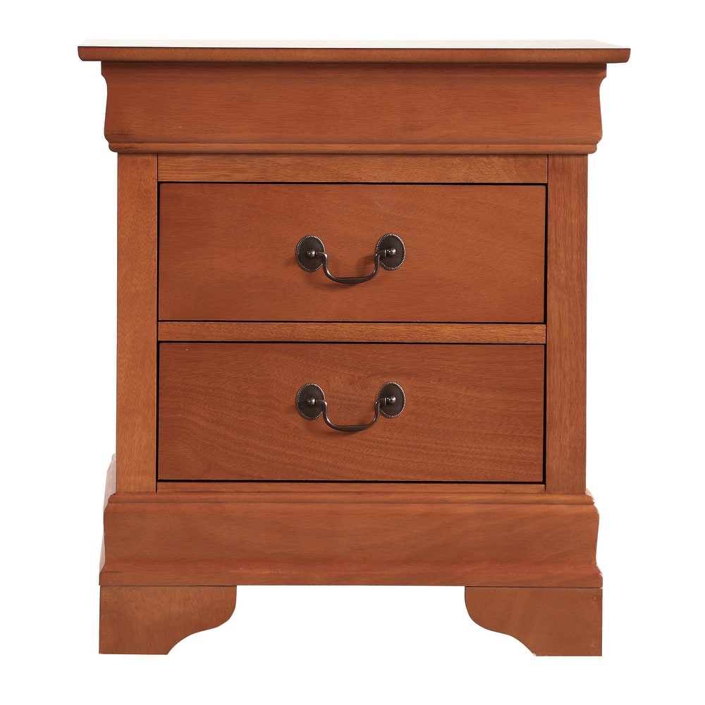 Traditional 22-in Metal Hand Holder 2-Drawer Wood Nightstand
