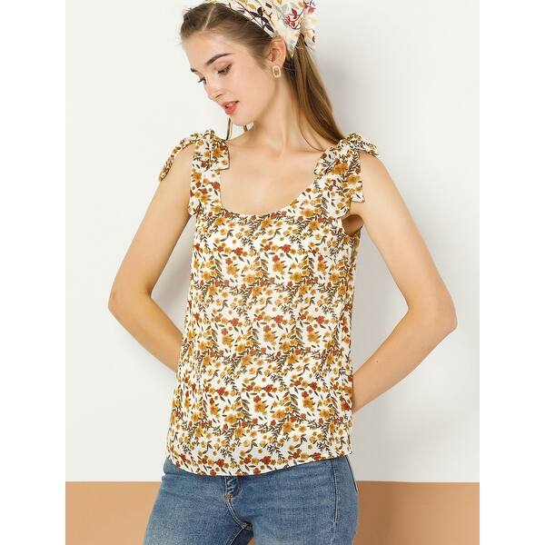 Shop Allegra K Women S U Neck Floral Print Casual Chiffon Blouse