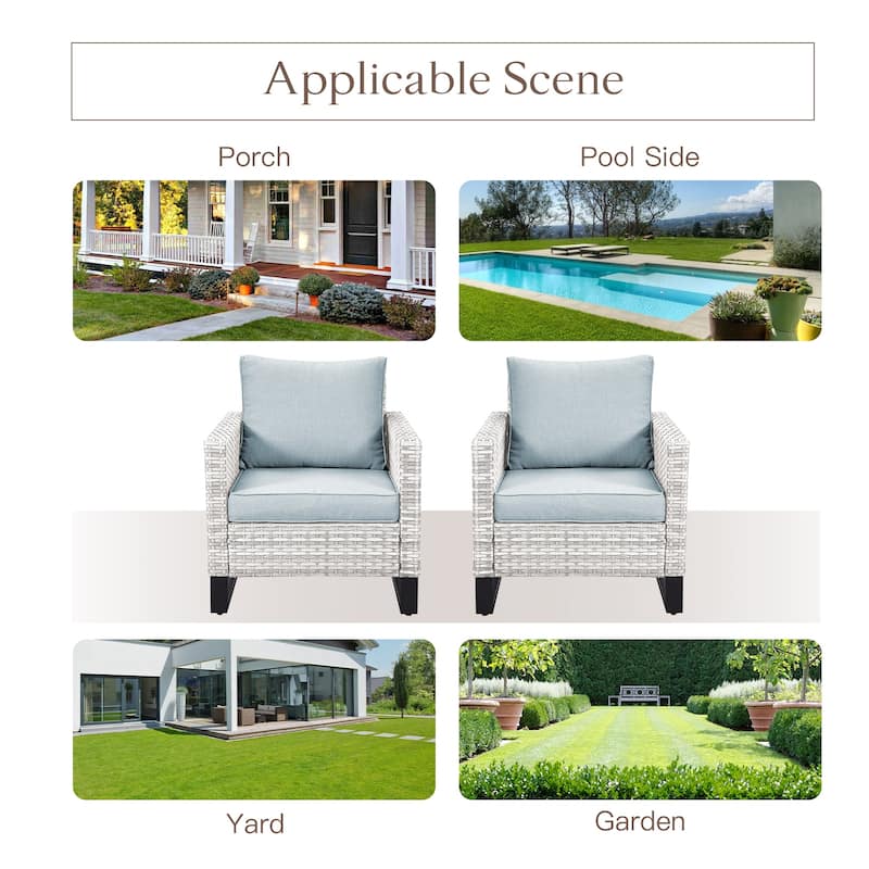 6 Piece Outdoor Sofa with Chair with Ottoman Set