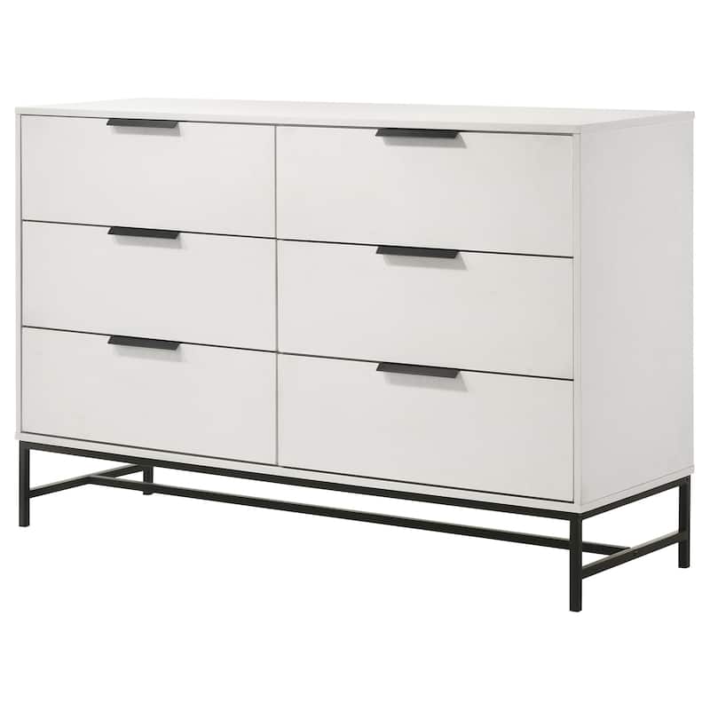 Sonora 6-drawer Bedroom Dresser and Dresser with Mirror White