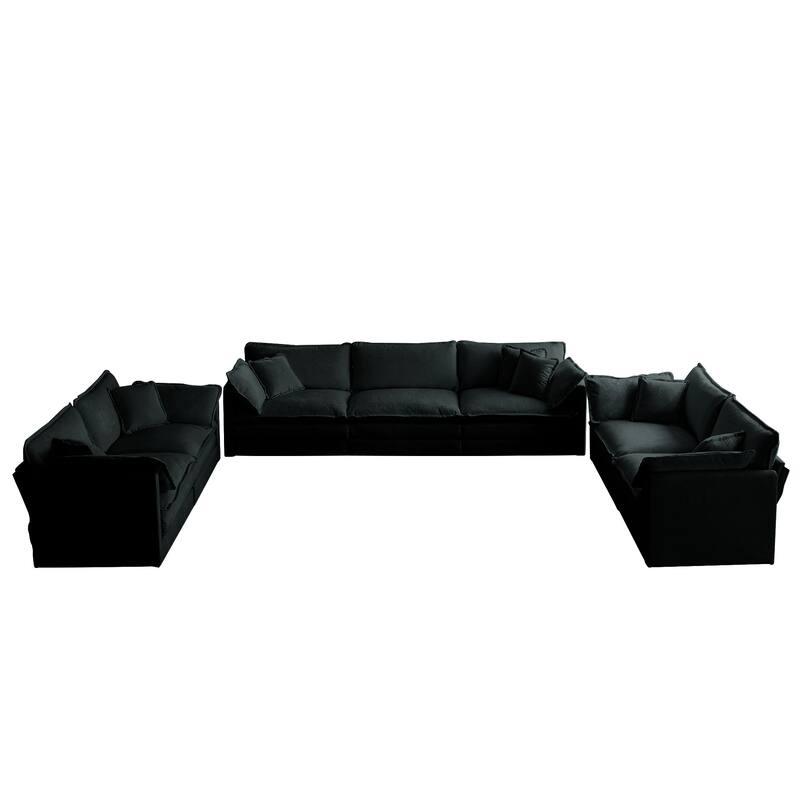 Roomfitters 3-Piece Oversized Modular Sofa Set, One 3-Seater & Two 2-Seater Deep Seat Chenille Couches