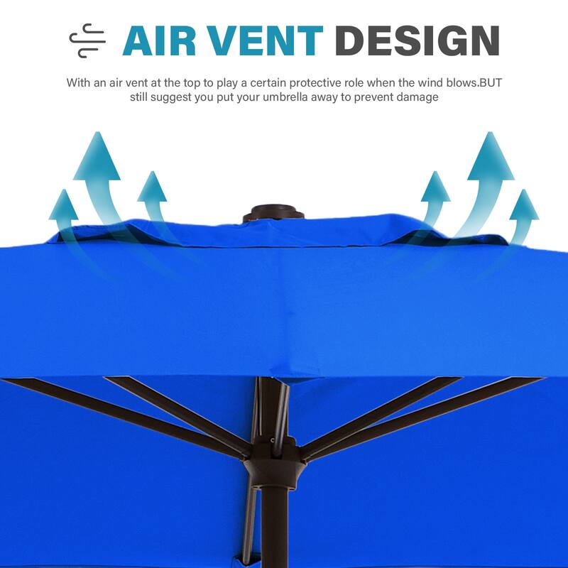 8*10ft Rectangular Patio Market Umbrella with Crank & Tilt，UV-Resistant