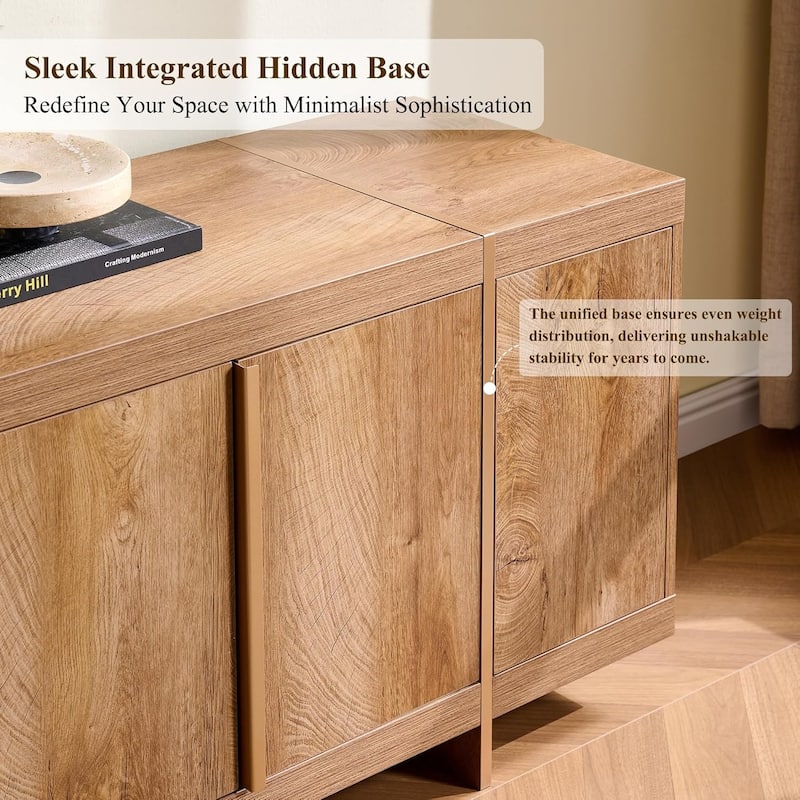 Modern 70" TV Stand, Entertainment Center, Handle-Free Hidden Design