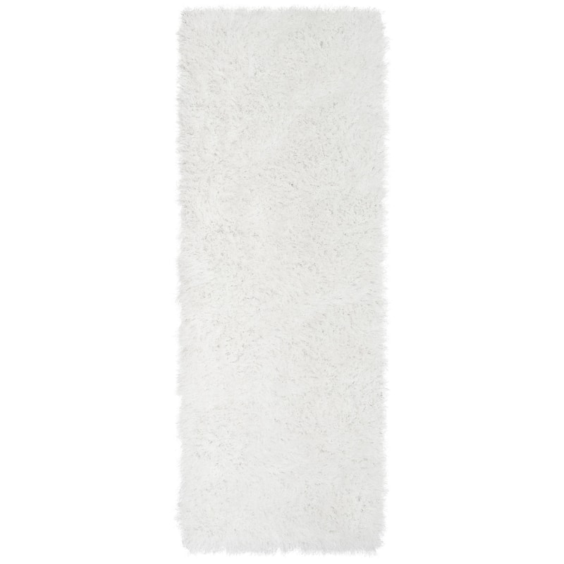 Well Woven Kuki Chie Glam Solid Shag Area Rug - 2' 7" x 7' 3" - White - Runner