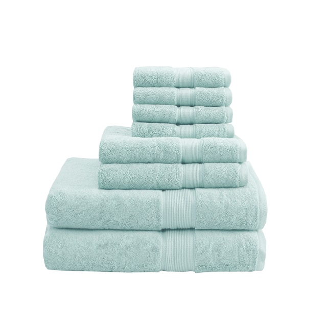 Madison Park Signature Cotton 8-piece Antimicrobial Towel Set - Seafoam
