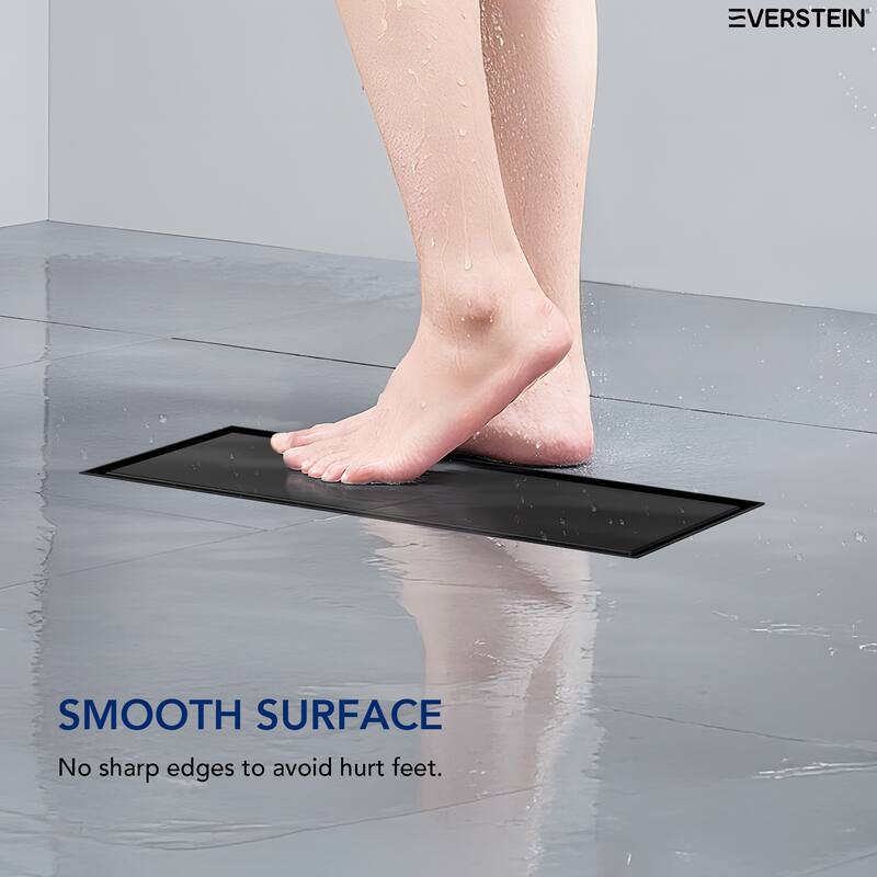 12-inch Linear Shower Drain With Solid Cover in Stainless Steel