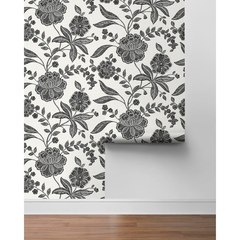 NextWall Julian Jacobean Floral Peel and Stick Wallpaper - 27 in. W x 18 ft. L