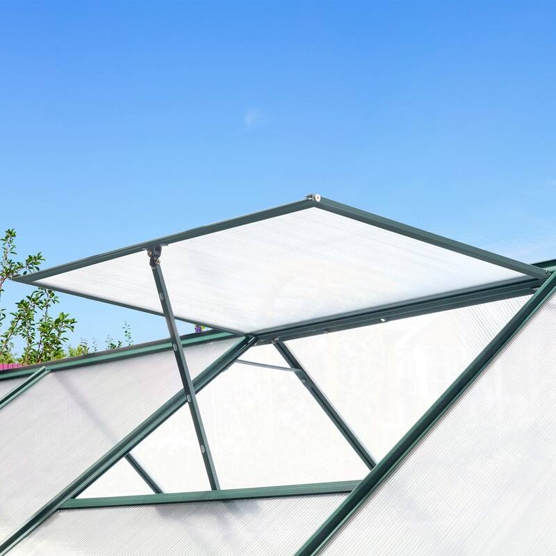 8x6 FT Walk-in Greenhouse With Sliding Door and Vent Window Grey Frame