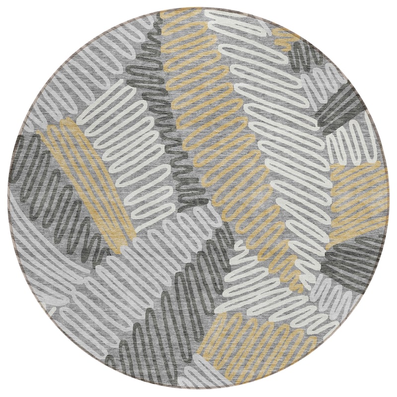 Machine Washable Indoor/ Outdoor Chantille Contemporary Squiggles Rug