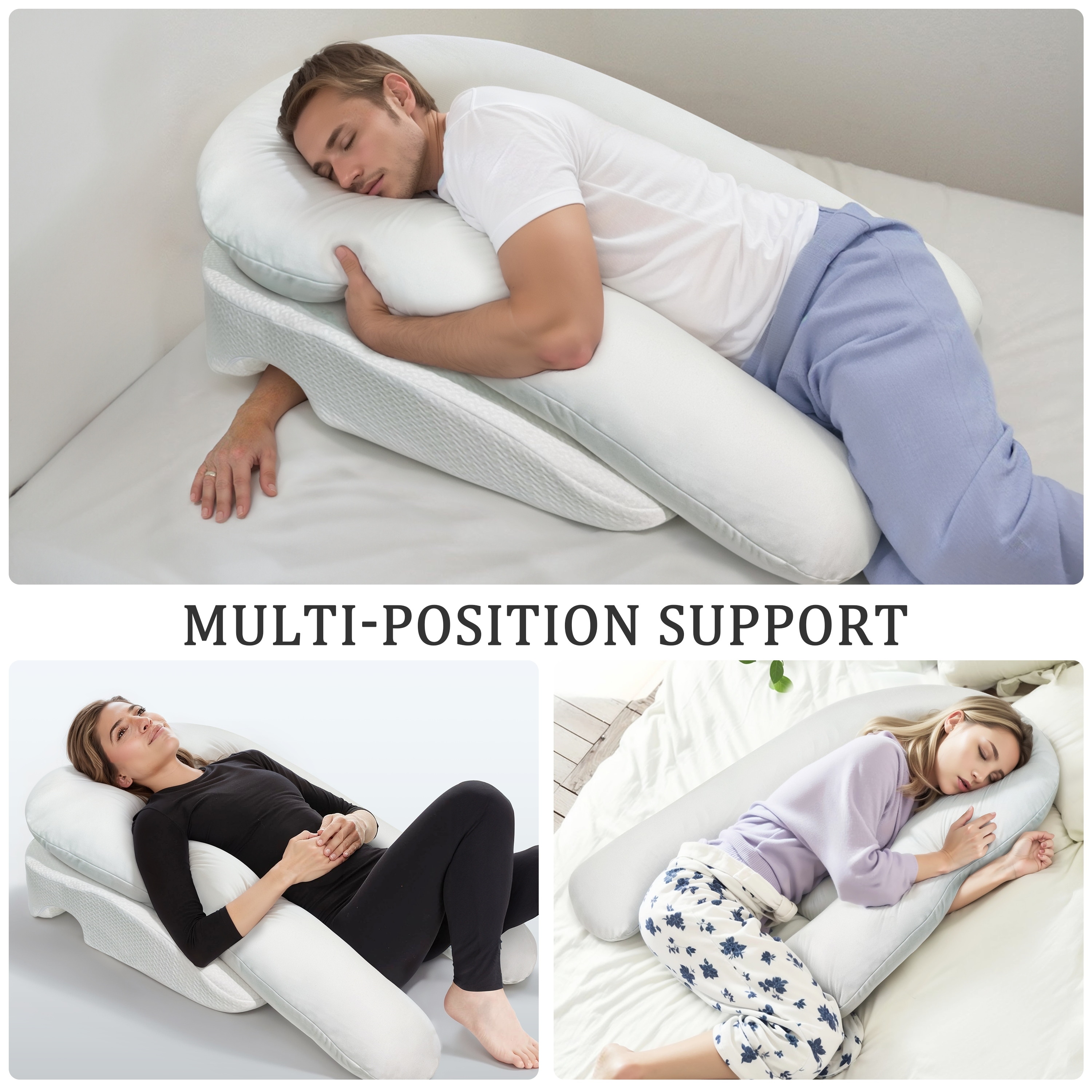 WOWMAX Shoulder Relief Bed Wedge U Shape Body Pillow System for Side Sleepers Acid Reflux On Sale Bed Bath Beyond 40648544