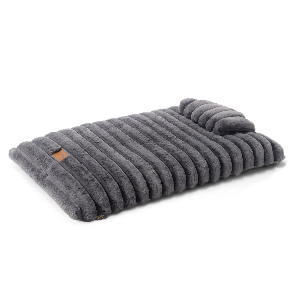 TOWN & COUNTRY LUXE CuddleTown Ribbed Bubble Stripe Pillow Crate Mat Pet Bed Dark Grey XS Dogs