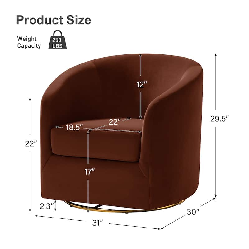 Eleuterio Modern Upholstered Swivel Accent Barrel Chair with Metal Base Set of 2 by HULALA HOME