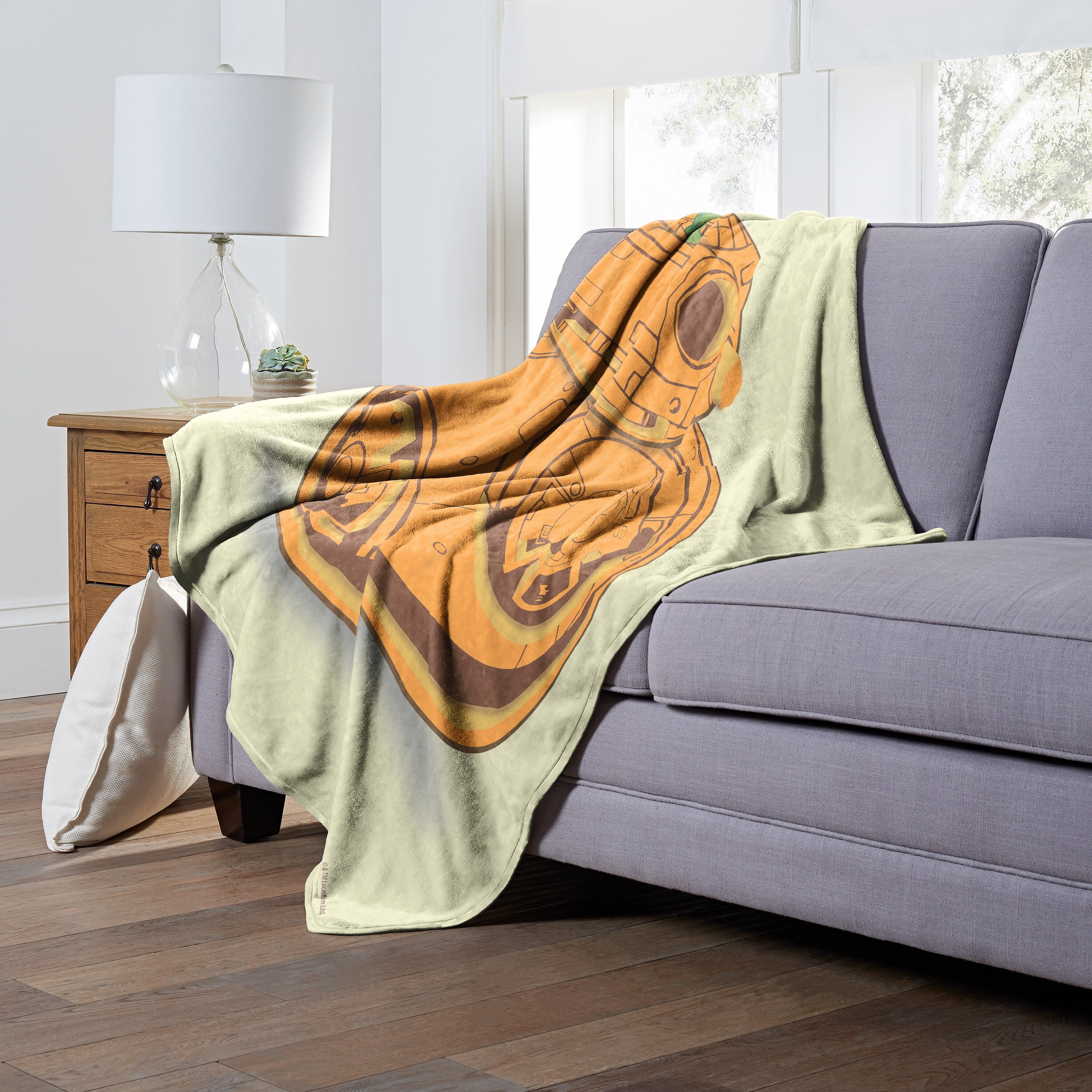 Lucus Star Wars Pumpkinfied BB 8 Silk Touch Throw Blanket 50x60 Off White