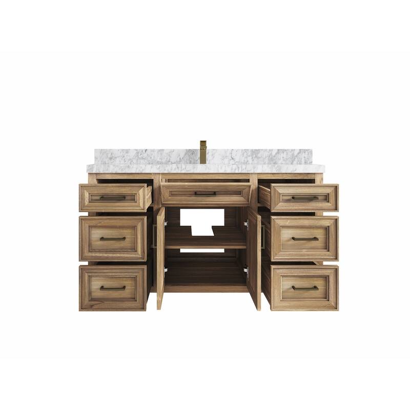 Willow Collections 60 in. W x 22 in. D Santa Monica Teak Single Sink Bathroom Vanity with Countertop