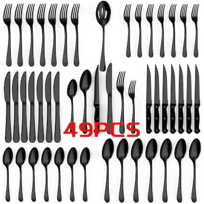 49 Piece Stainless Steel Silverware Set, Service for 8