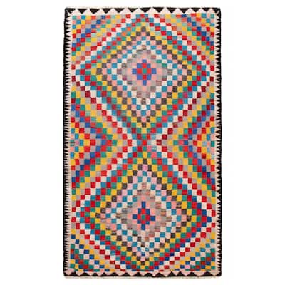 ECARPETGALLERY Flat-Weave Ankara Multi Color Wool Kilim - 5'11 x 9'10