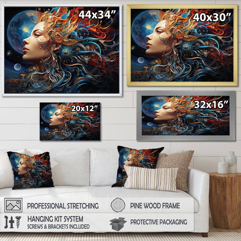 Designart "Surrealism Cosmic Surrender" Surrealism Framed Canvas Prints
