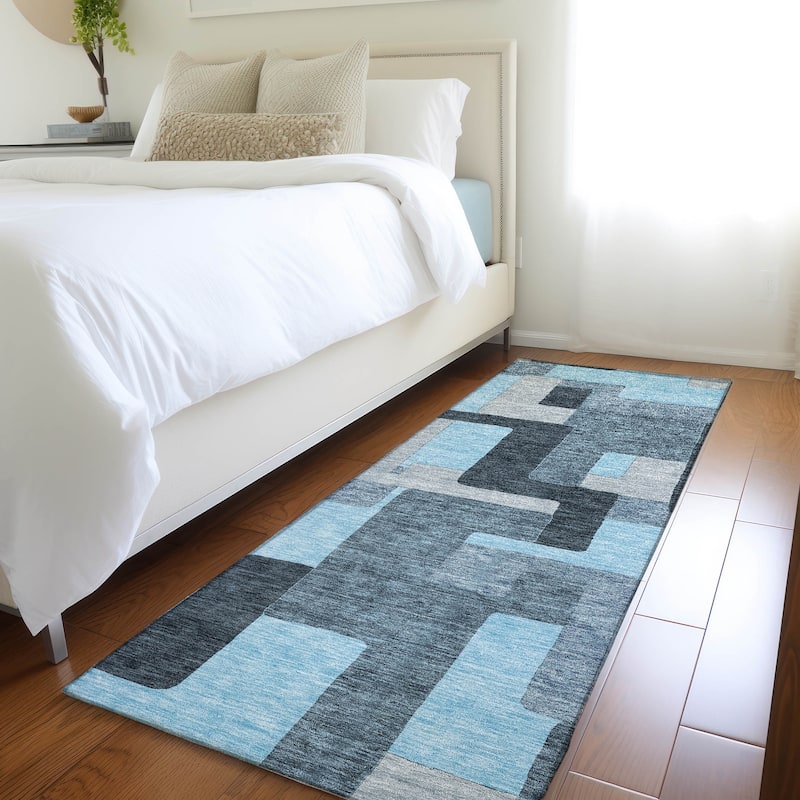 Premium Washable Super Soft Geo Casual Mayfield Rug - Sky - 2'3" x 7'6"