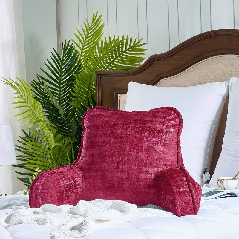 Textured Velvet Bedrest Reading Pillow Cover & Filling - Tango Red