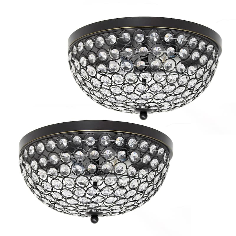 Light Elipse Crystal Flush Mount Ceiling Light - 2 Pack - Restoration Bronze