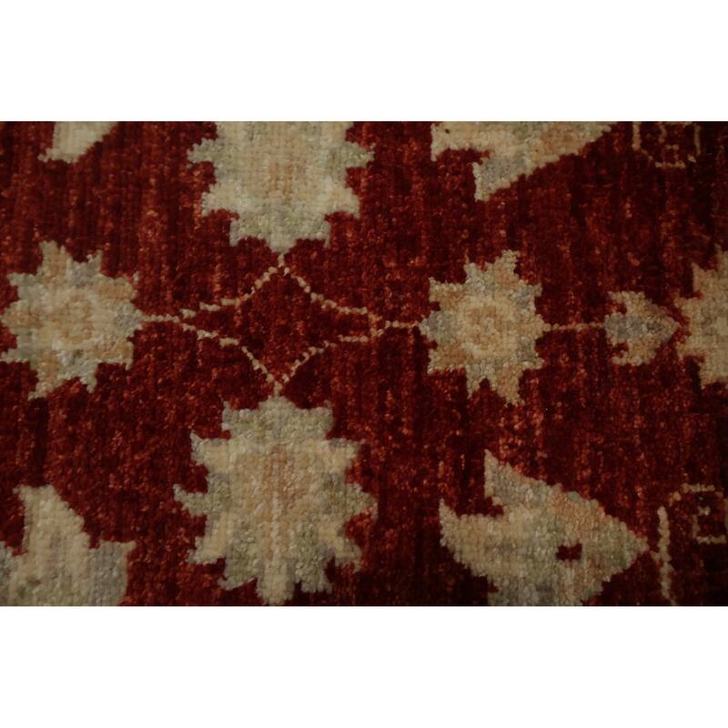 Hand Knotted Oriental 100% Wool Carpet Traditional Floral Red Peshawar Runner Rug - 9' 9'' X 2' 9''