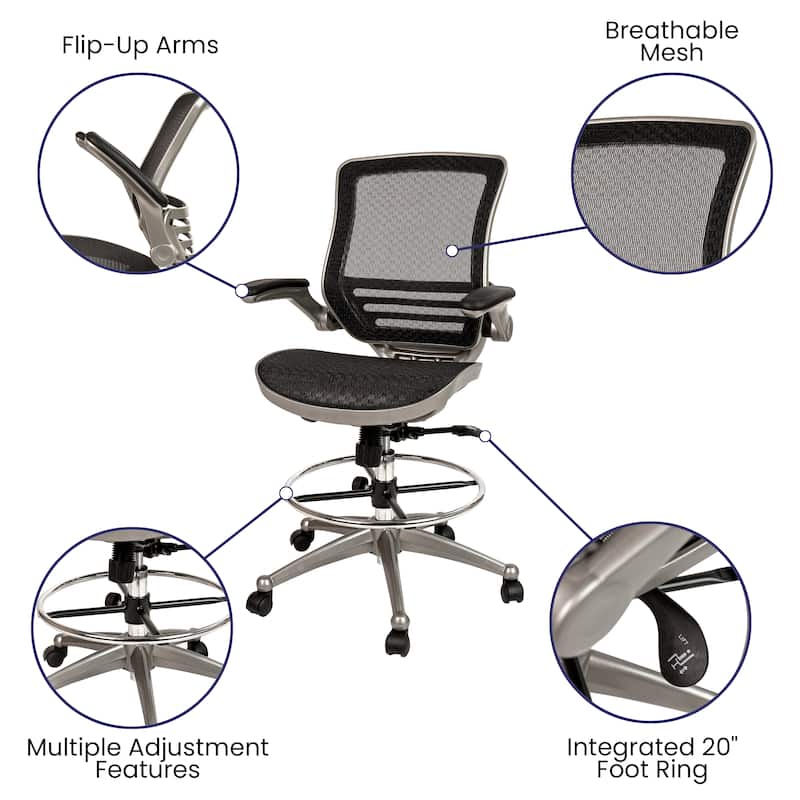 Mid-Back Swivel Office Chair with Adjustable Foot Ring