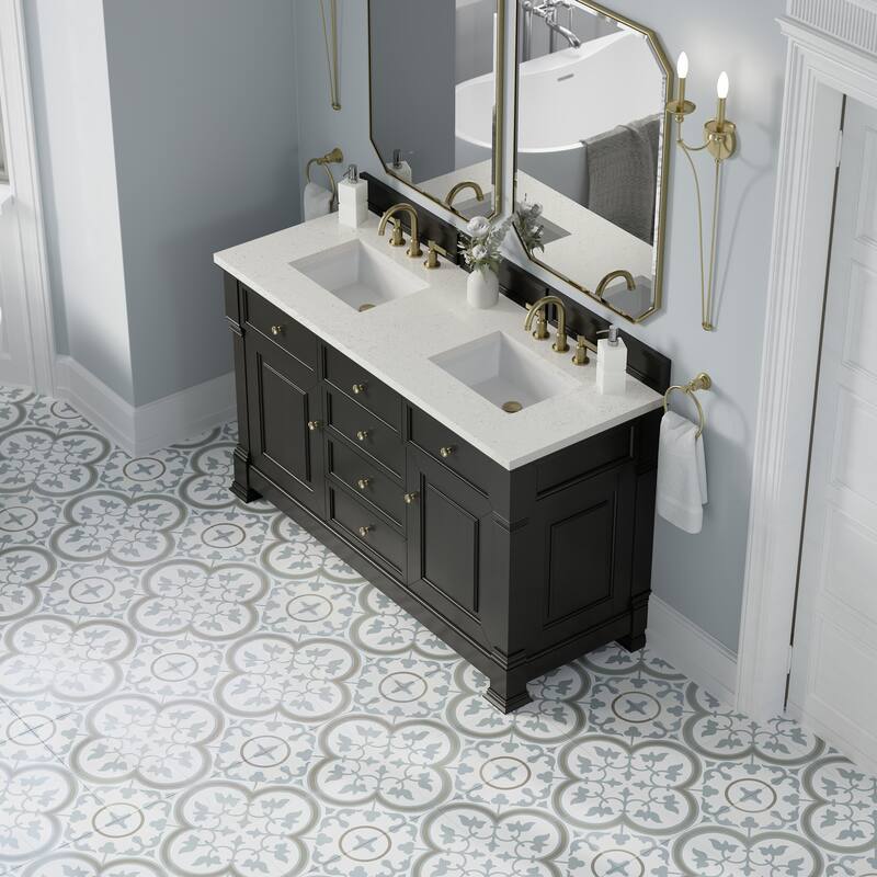 Brookfield 60D" Double Vanity, Black Onyx - Lime Delight