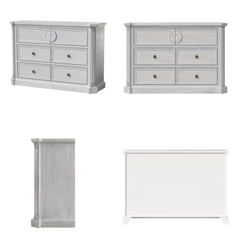 Solid Wood Dresser with 5 Drawers Chest Fully Assembled Storage Cabinet for Living Room or Bedroom