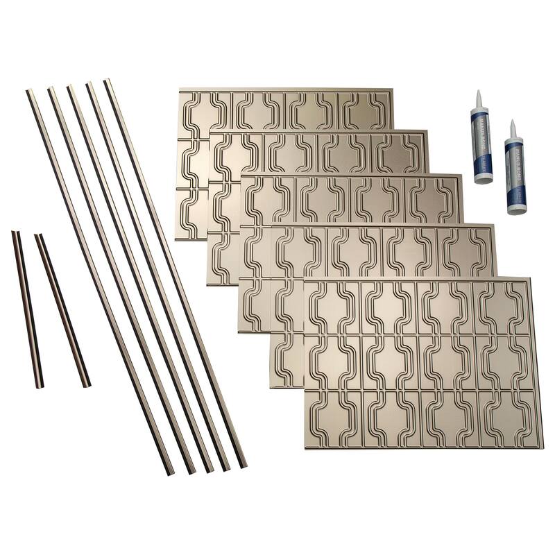 FASÄDE Chain Decorative Vinyl Backsplash Panel - 15 Sq Ft Kit - Brushed Nickel