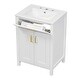 preview thumbnail 15 of 14, Roomfitters 24" Bathroom Vanity with Ceramic Sink, Compact Storage Cabinet with 2 Soft-Close Doors, Gold+White