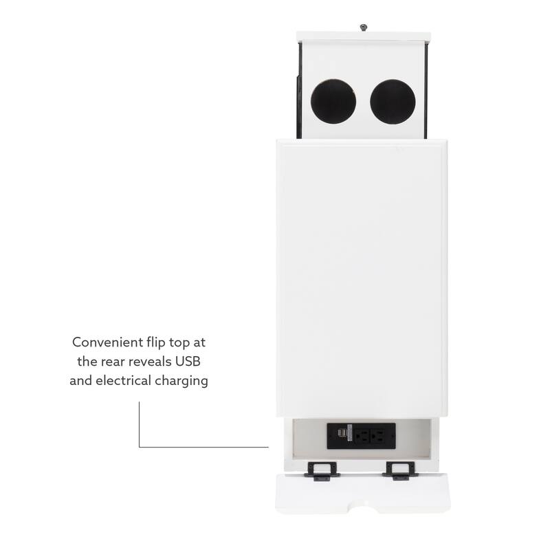 Rectangular Accent Table with USB and Storage Compartment - 24" - White