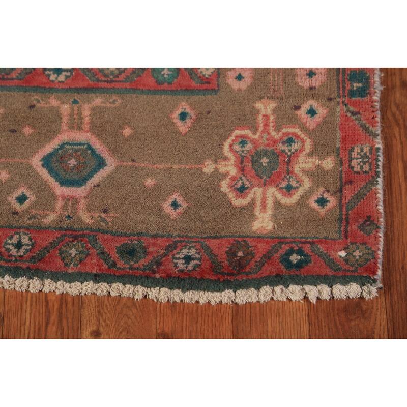 Tribal Geometric Ardebil Persian Runner Rug Hand-Knotted Wool Carpet - 3'7"x 12'0"