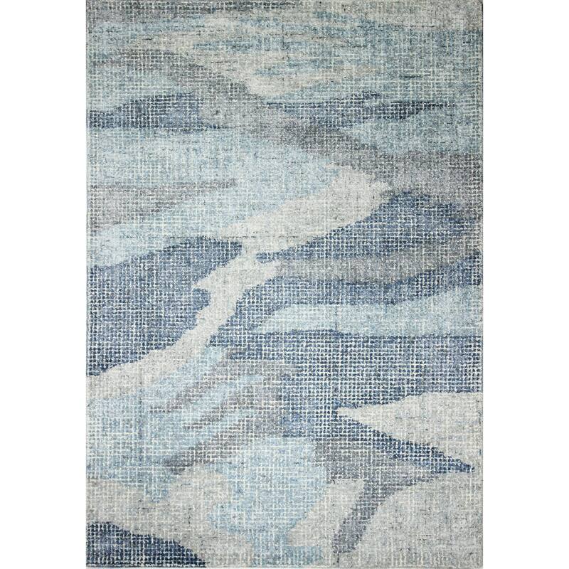 Bashian Laban Aqua Contemporary Area Rug - 8'6" X 11'6" - Blue