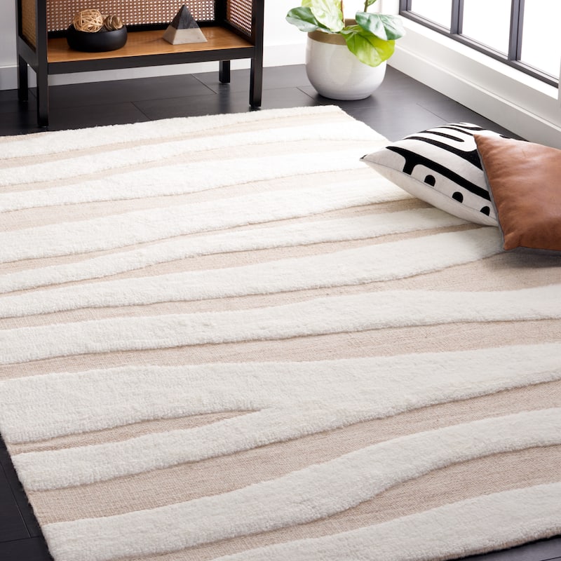 SAFAVIEH Handmade Manhattan Esperance Modern Wool Rug - 5' x 8' - Ivory/Beige