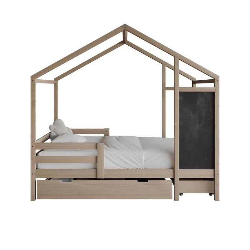 CraftPorch Mid-Century Wooden Canopy Bed - Antique Grey