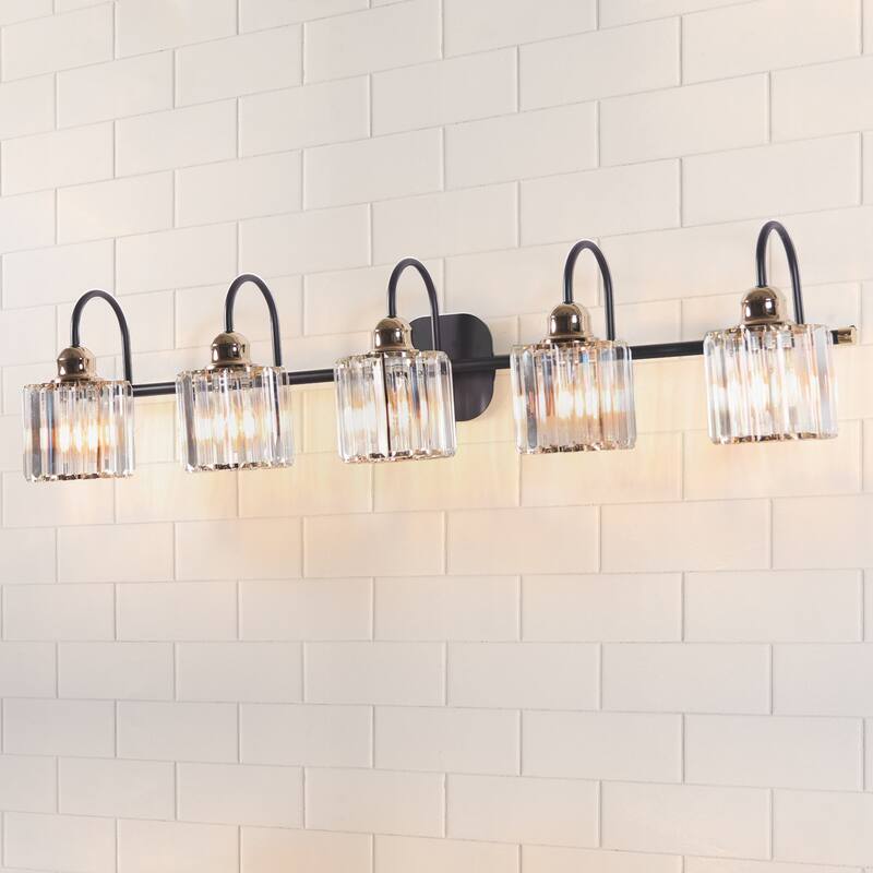 ExBrite Modern Rose Gold Dimmable Bathroom Crystal Vanity Lights