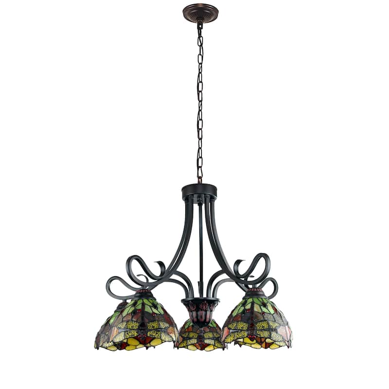 Tiffany-Style Dragonfly Design 5-light Dark Bronze Chandelier