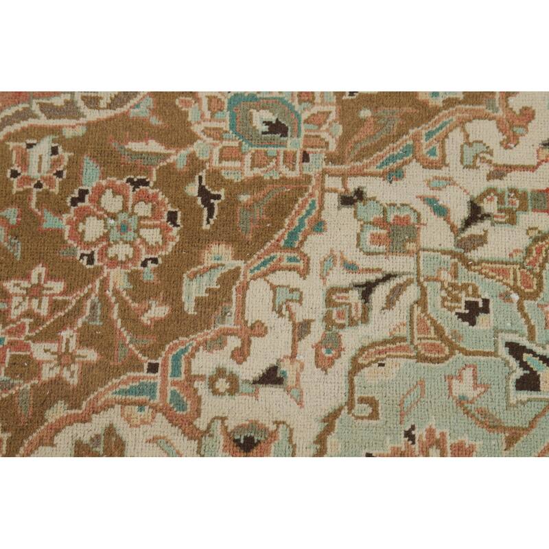 Traditional Kashan Persian Vintage Area Rug Hand-Knotted Wool Carpet - 9'7" x 13'1"