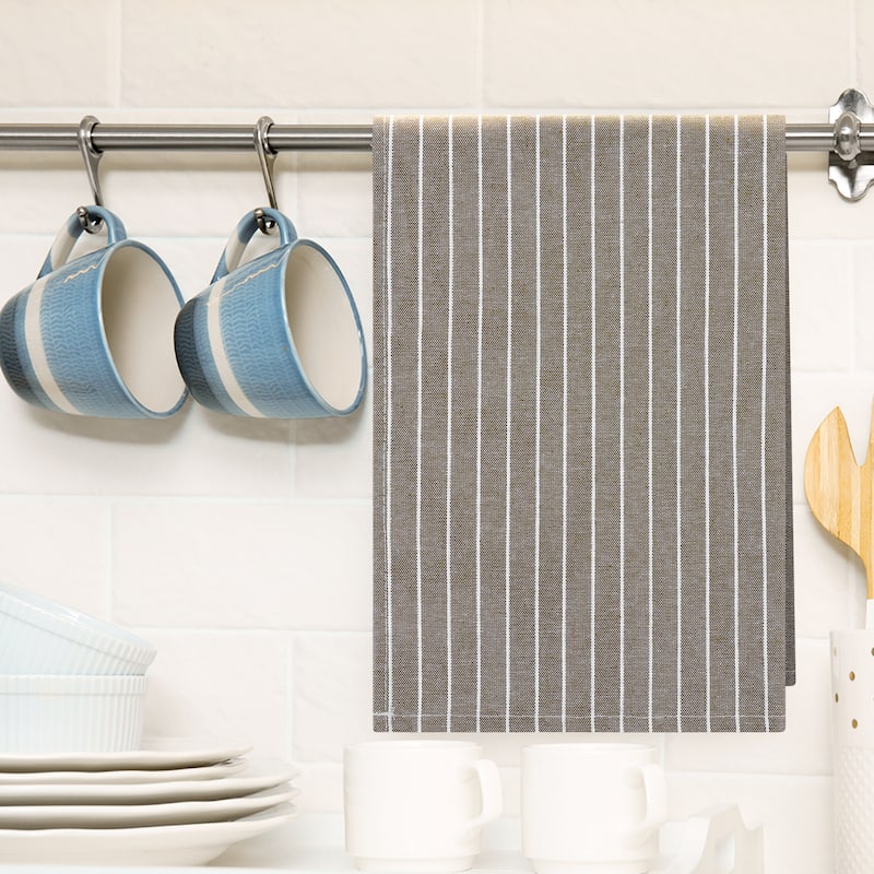 Striped Kitchen Towels Highly Absorbent, Long-Lasting Tea Towels Reversible Cotton Dish Towels - Brown-2 Pack
