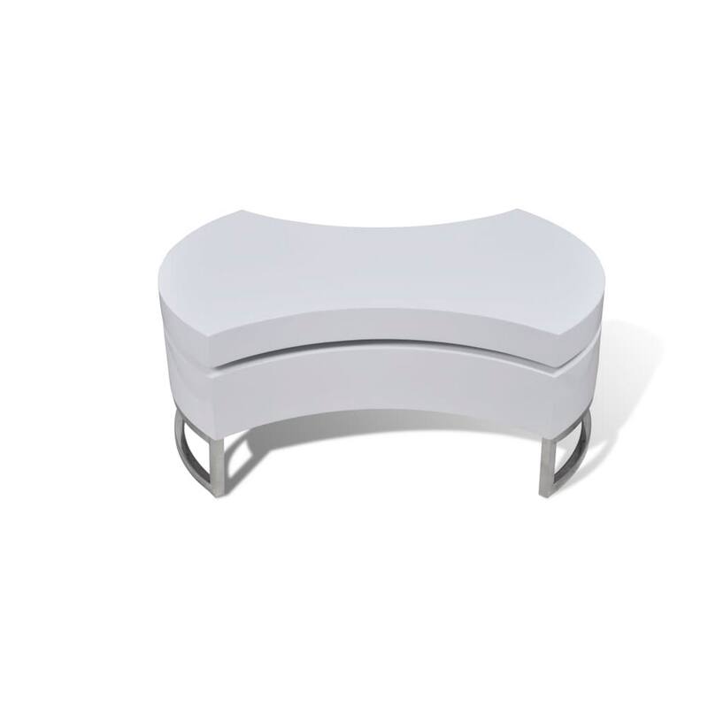 Coffee Table, Contemporary Rotating Storage Design, 32 Inch White