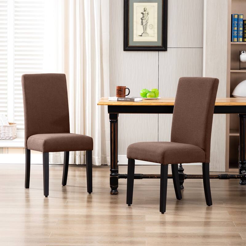 Grandview Upholstered Linen Fabric Dining Chair (Set of 2) - Brown